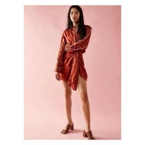 Free People Rust Floral Wrap Dress